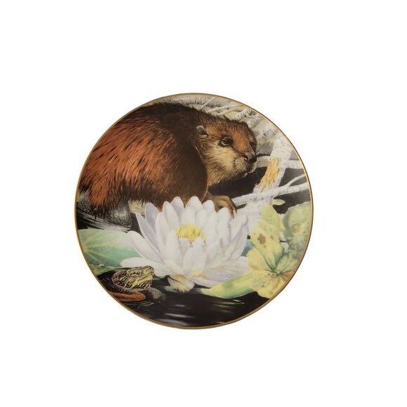 Geoff Mowery Forest Collectors Plate Beaver August 1984 Limited First Edition 9" - Picture 1 of 4
